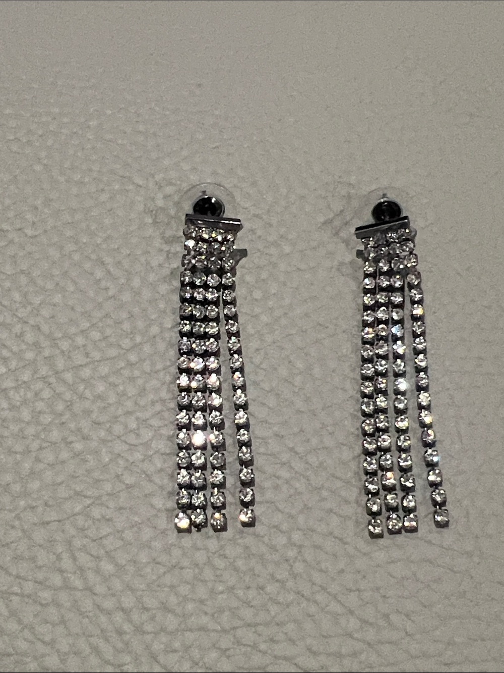 Draped Crystal Drop Earrings - Silver - Picture 6 of 6